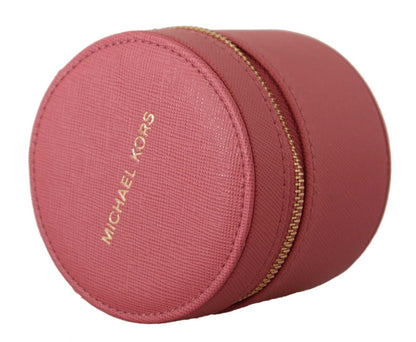 Elegant Pink Leather Round Wallet