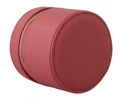 Elegant Pink Leather Round Wallet