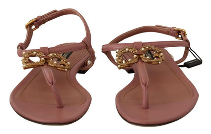 Elegant Pink Leather Ankle Strap Sandals