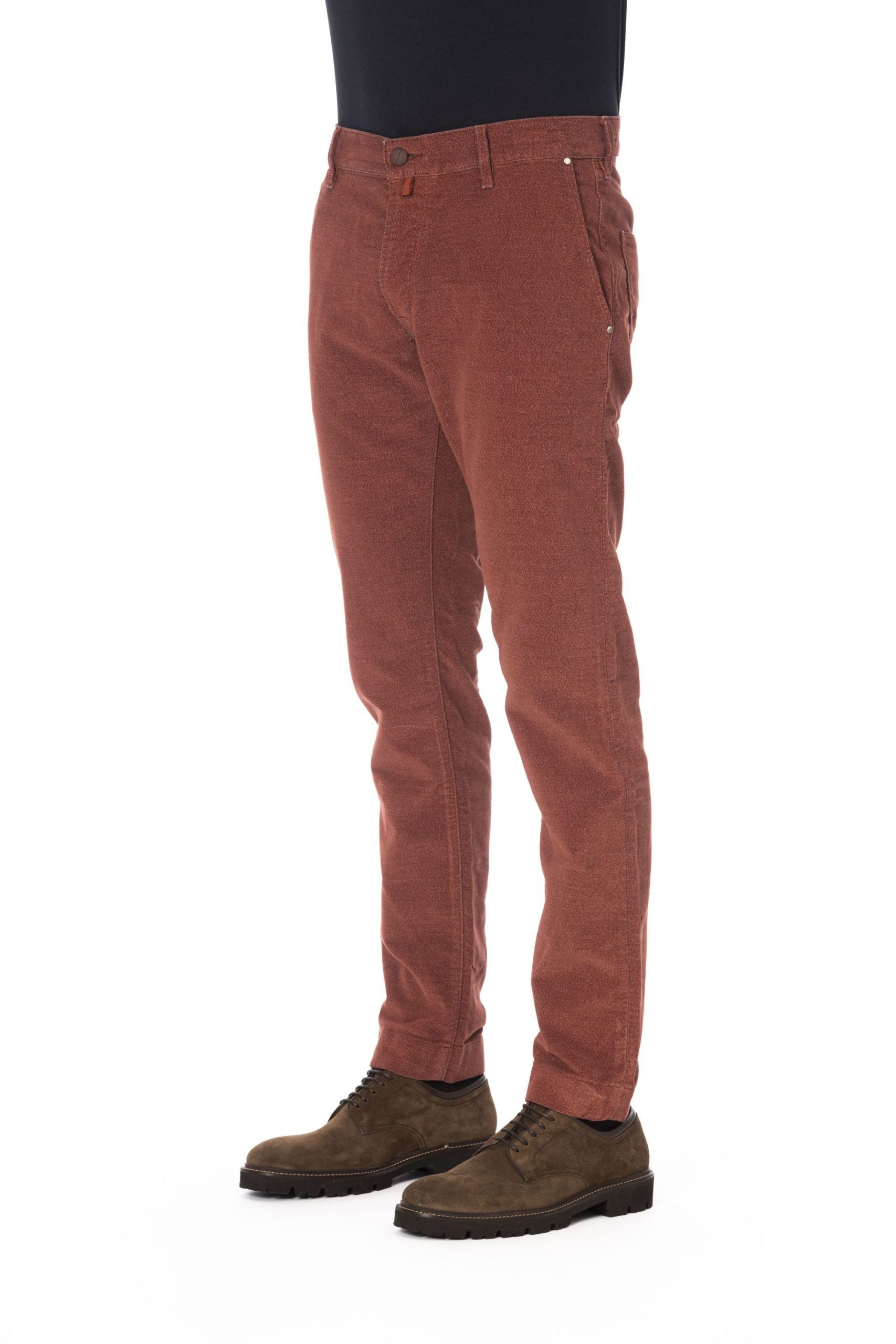 Burgundy Cotton Men Jeans