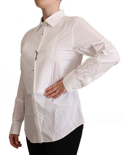 Elegant White Cotton Collared Top