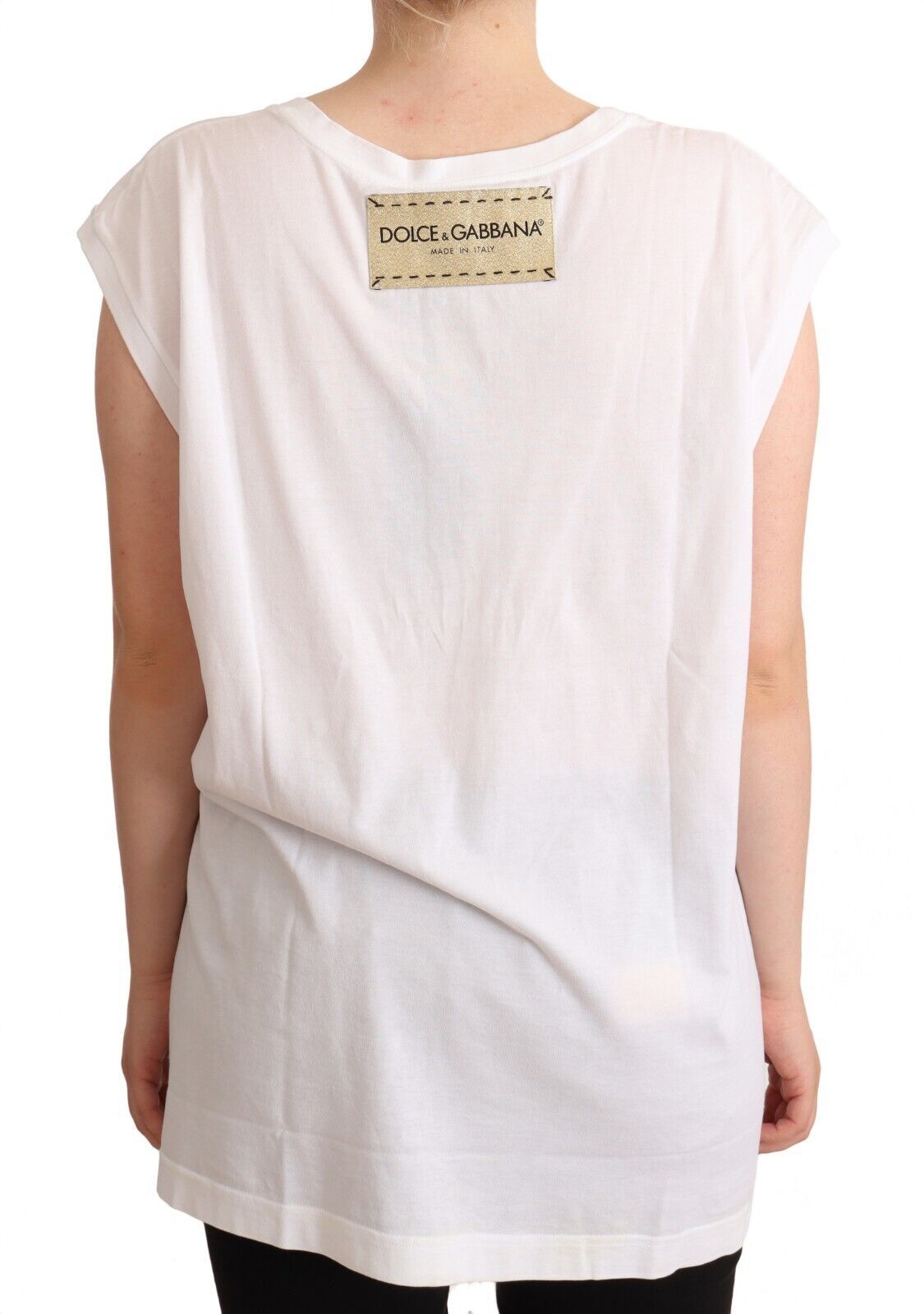 Elegant White Motive Print Tank Top