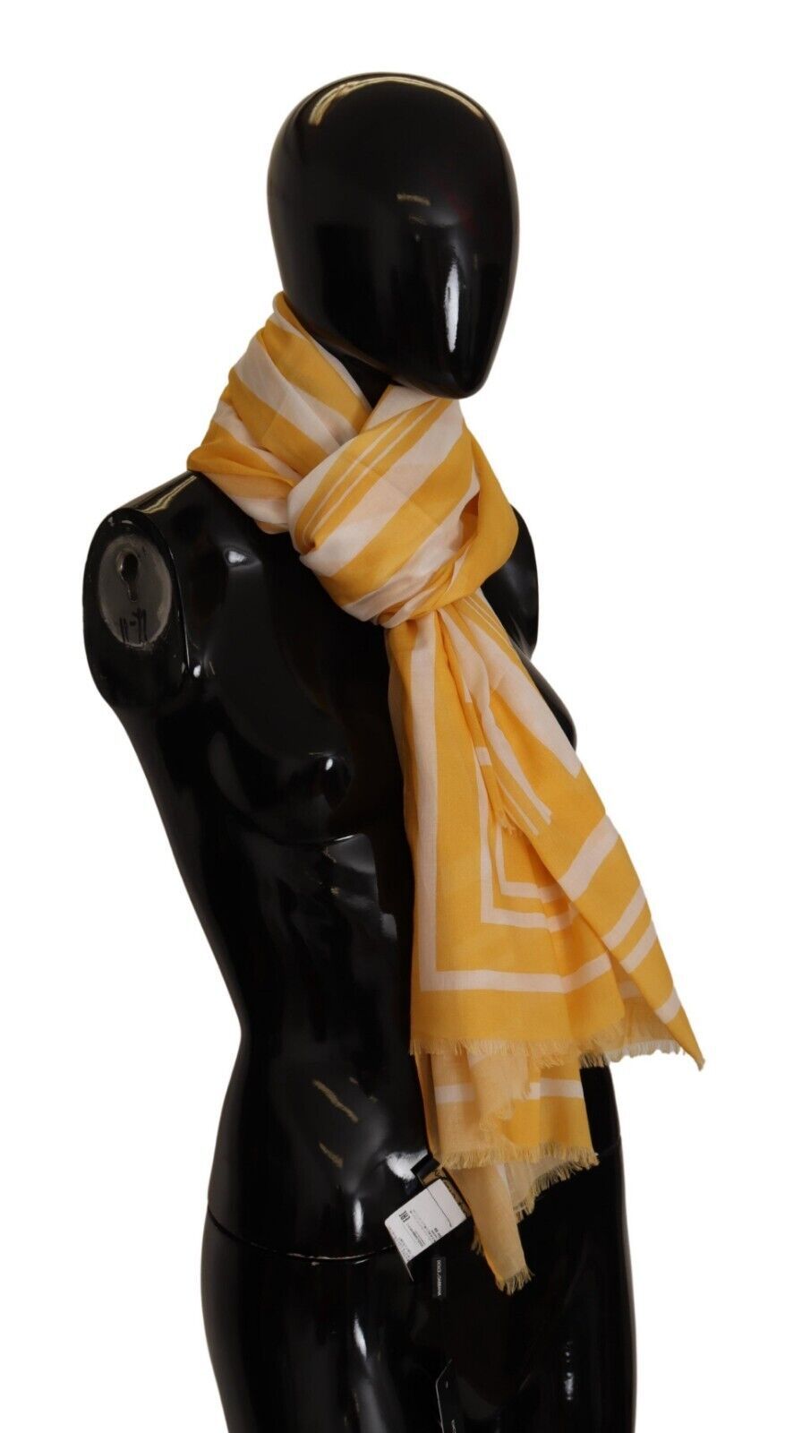 Elegant Striped Cotton Scarf with Logo Print