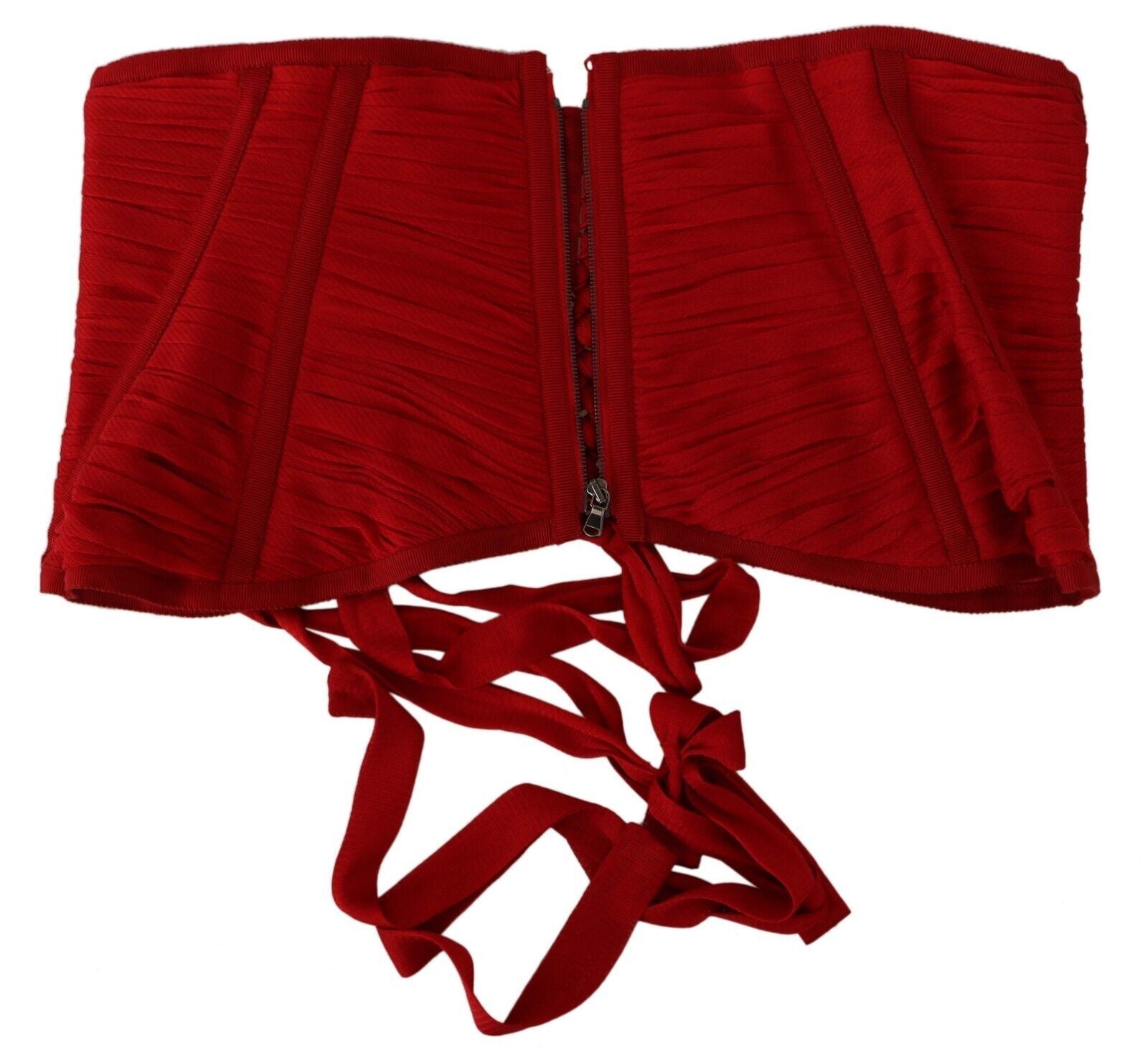 Elegant Red Silk Corset Belt Top