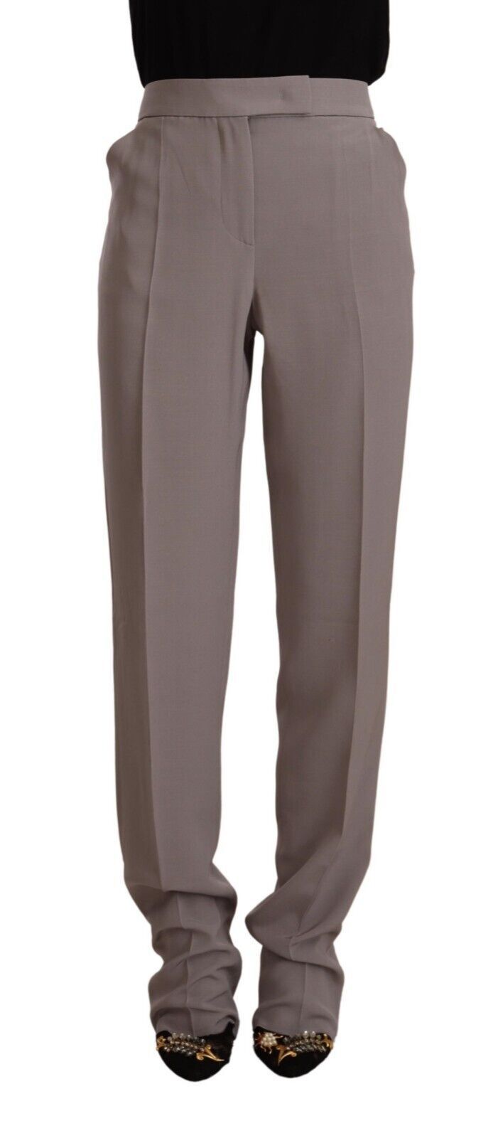 Elegant High Waist Silk Blend Trousers