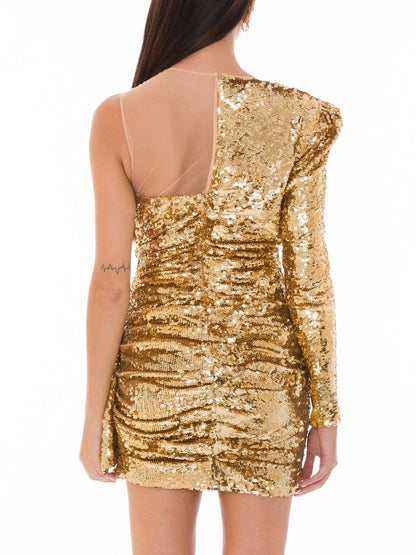 Glistening Gold Sequin Evening Dress