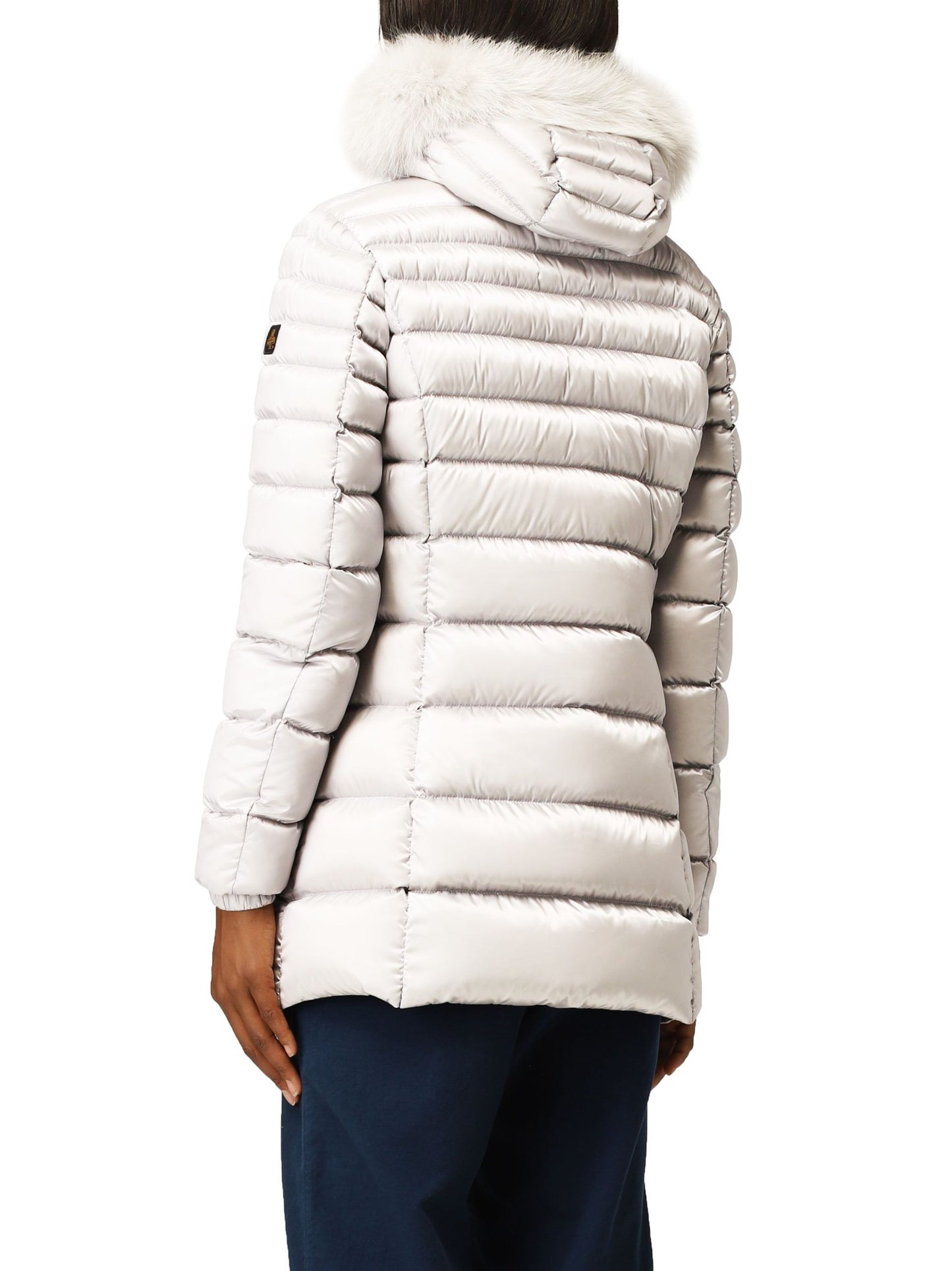 Chic White Padded Down Jacket with Fur Hood