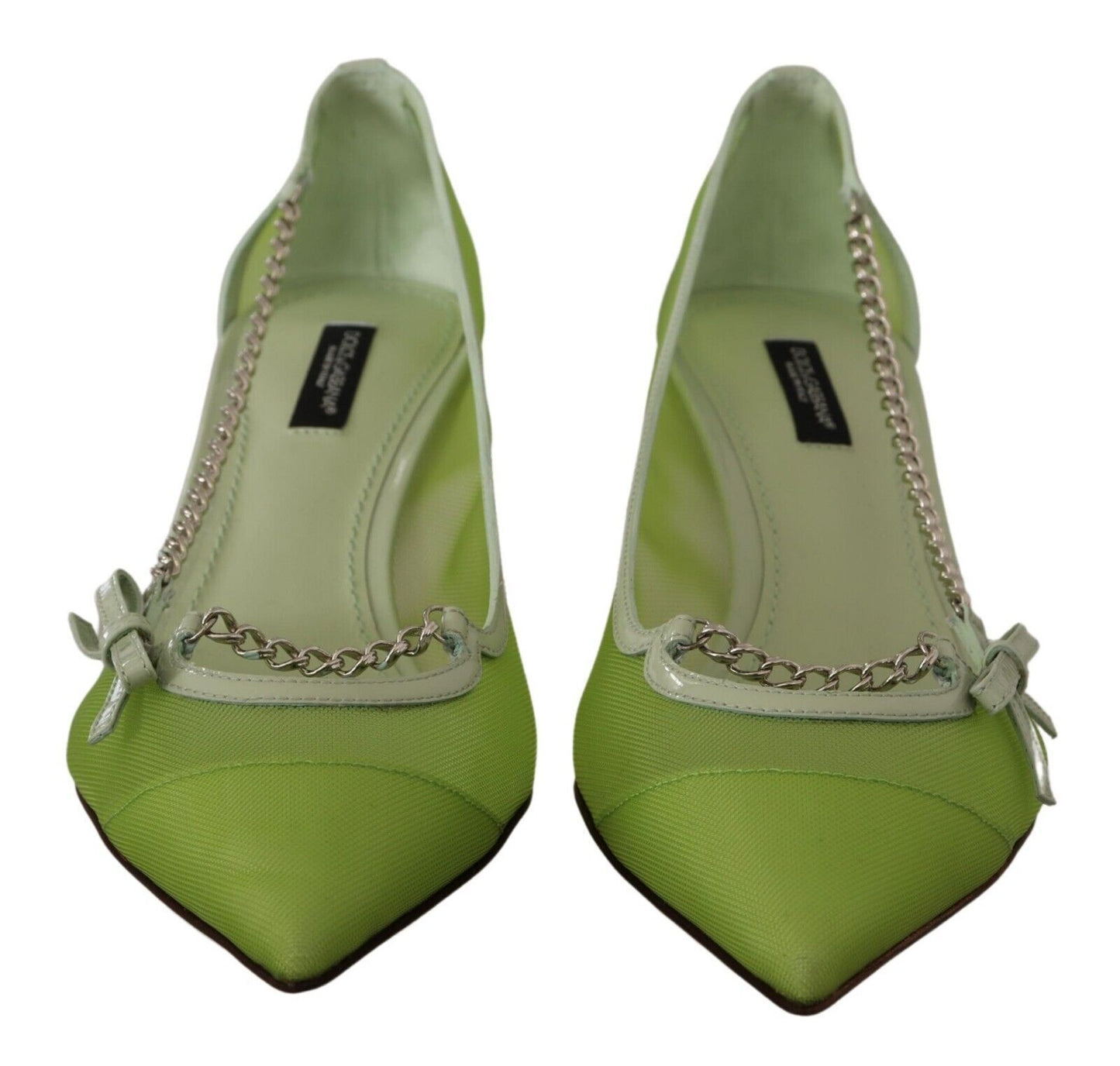 Enchanting Green Mesh Chain Pumps