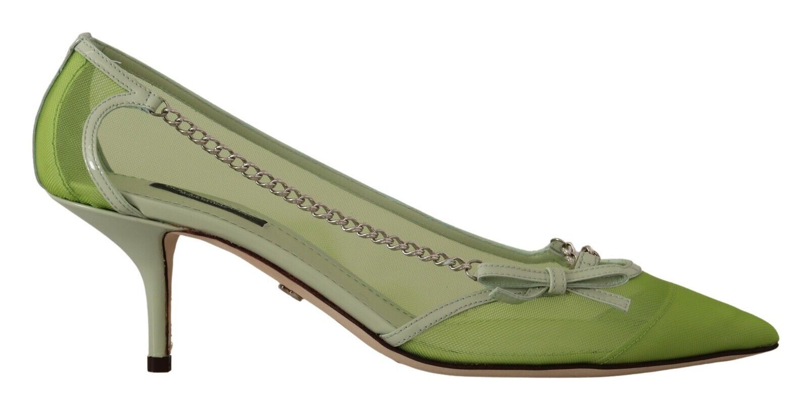 Enchanting Green Mesh Chain Pumps