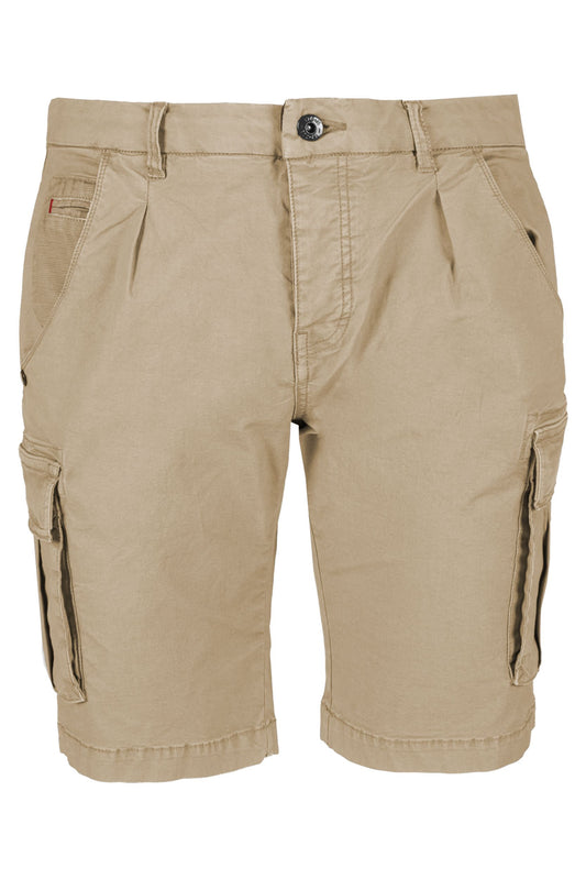 Beige Cargo Bermuda Shorts with Stretch Comfort