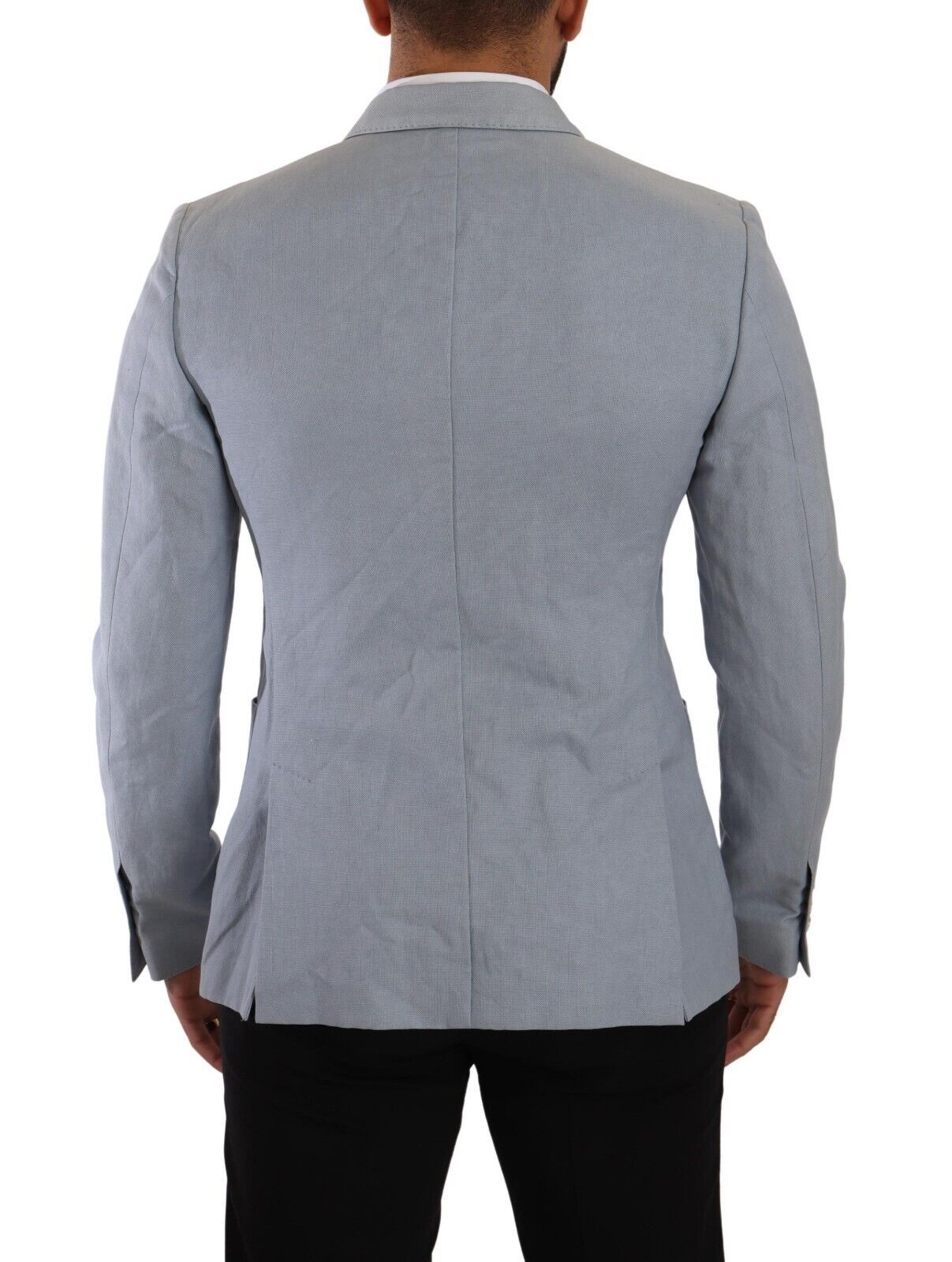 Elegant Slim Fit Light Blue Double Breasted Blazer