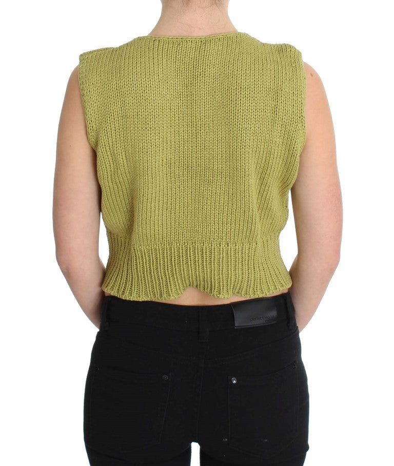 Elegant Green Sleeveless Vest Sweater