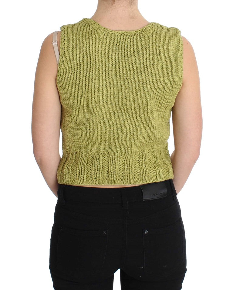 Chic Green Knitted Sleeveless Vest Sweater