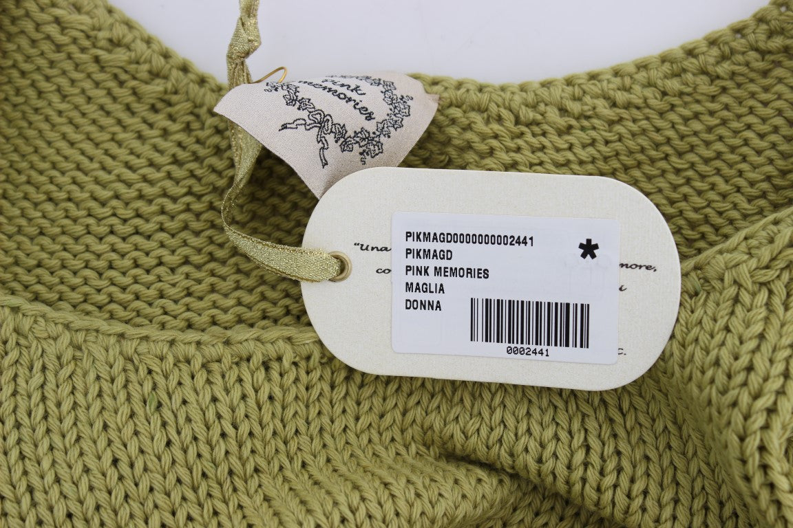 Elegant Green Knit Sleeveless Vest Sweater