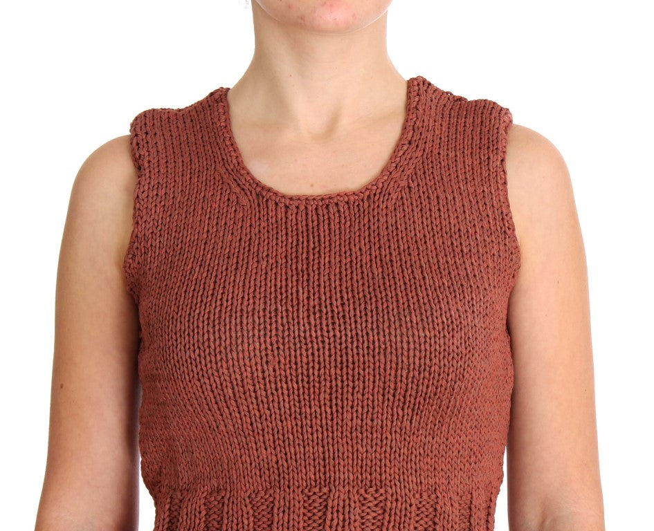 Chic Red Sleeveless Knit Vest Sweater