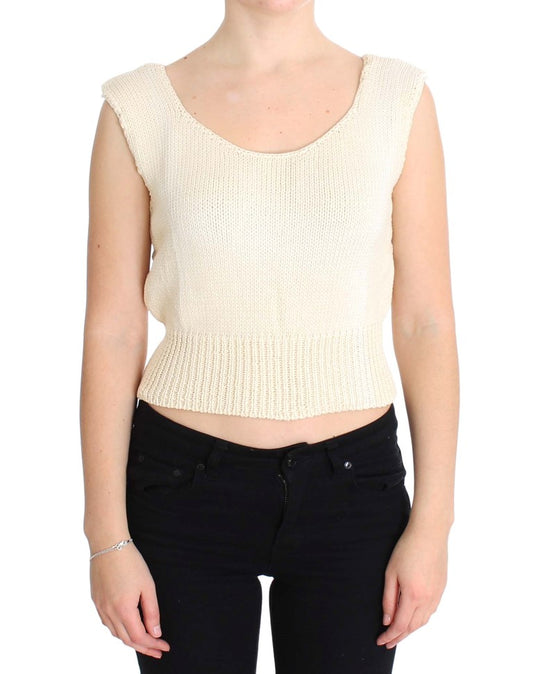 Beige Sleeveless Knit Vest Sweater