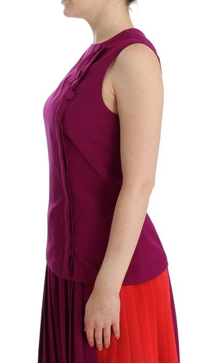 Stunning Silk Sleeveless Purple Blouse