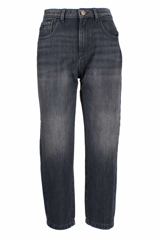 "Black Cotton Women High-Waisted Jean"