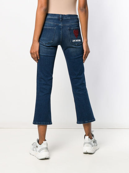 Blue Cotton Women's Cropped Jean