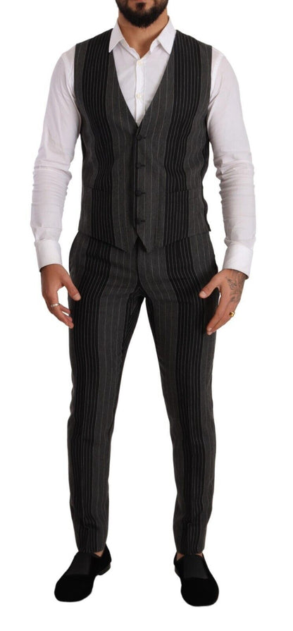 Elegant Striped Three-Piece Suit