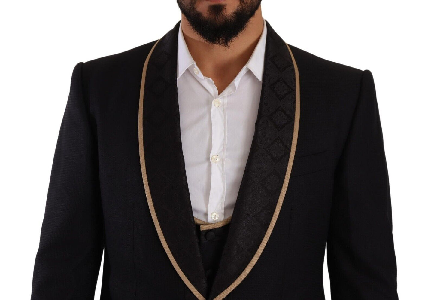 Elegant Black Silk Blend 3-Piece Suit