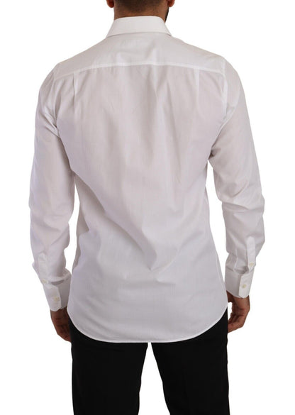 Elegant White Cotton Dress Shirt - Slim Fit