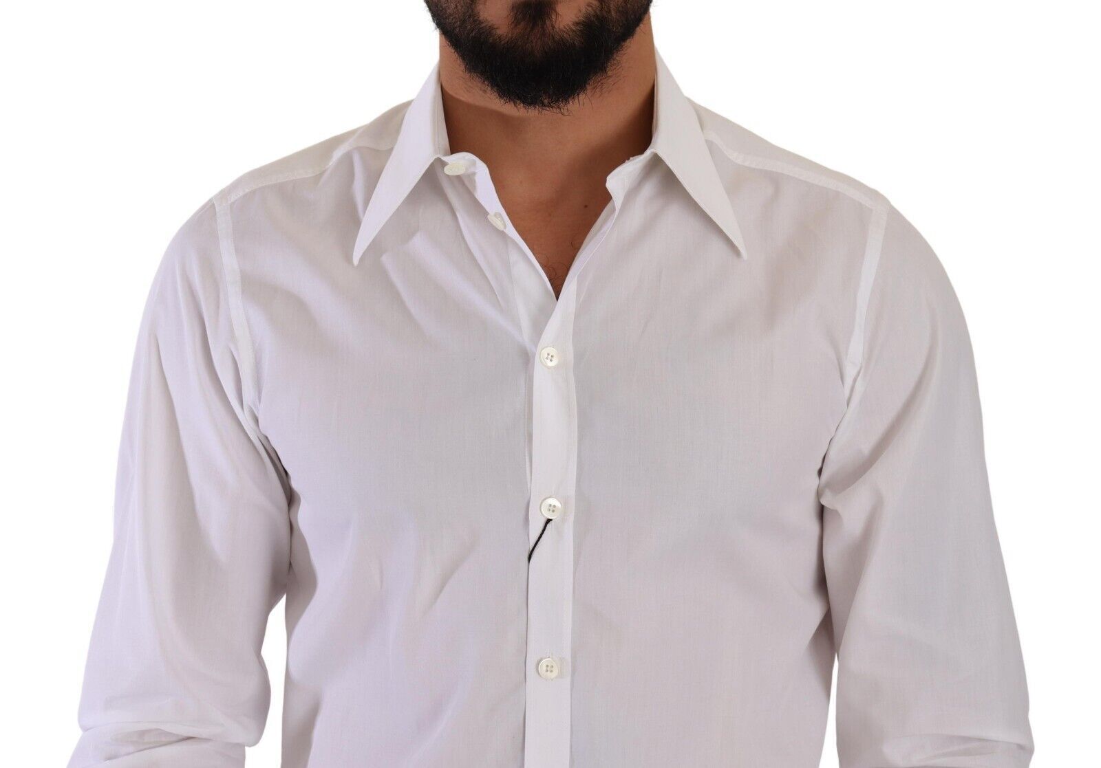 Elegant White Cotton Dress Shirt - Slim Fit