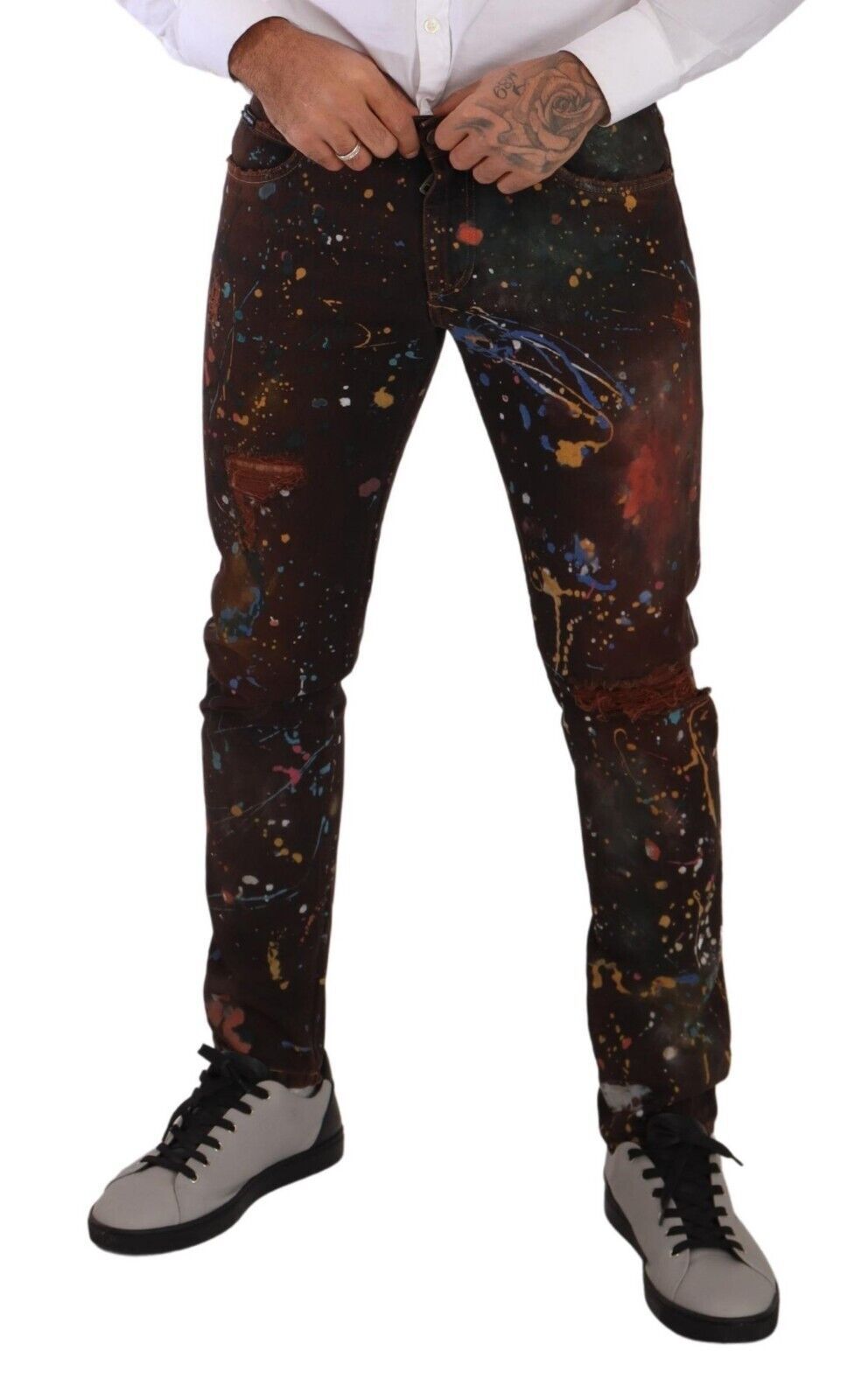 Multicolor Painted Skinny Denim Jeans