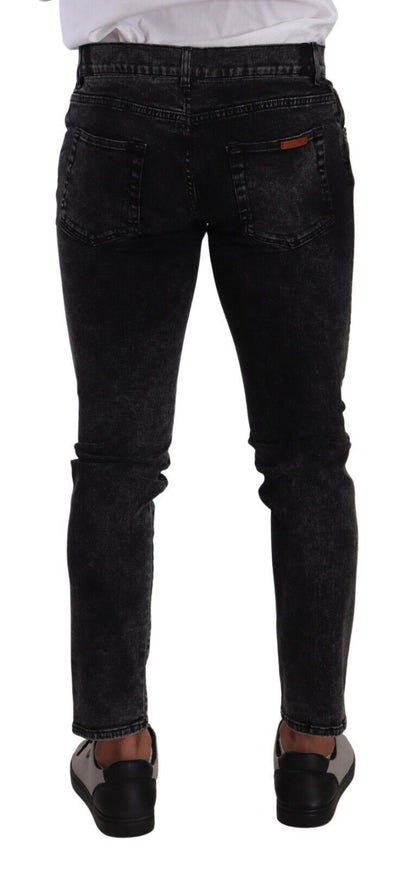 Sleek Slim-Fit Designer Jeans in Black Gray