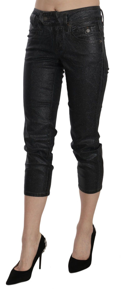 Chic Black Mid Waist Cropped Jeans