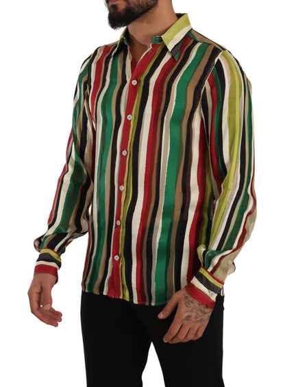 Elegant Multicolor Striped Silk Blend Shirt