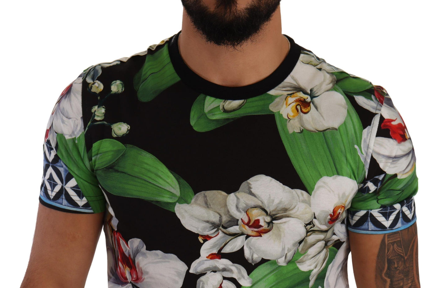 Elegant Floral Print Crewneck Tee