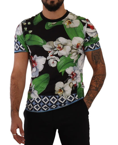 Elegant Floral Print Crewneck Tee