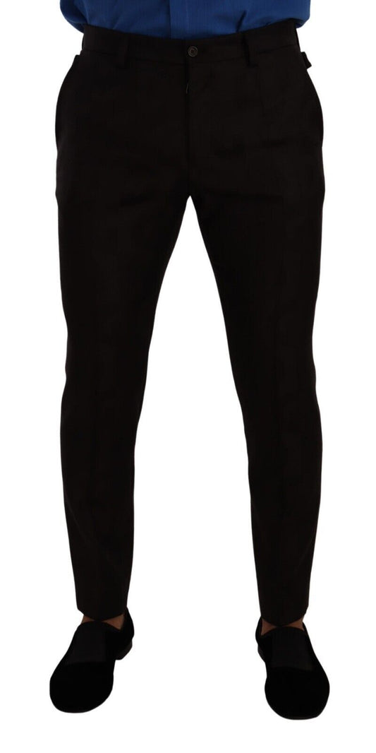 Elegant Bordeaux Slim-Fit Wool Dress Pants