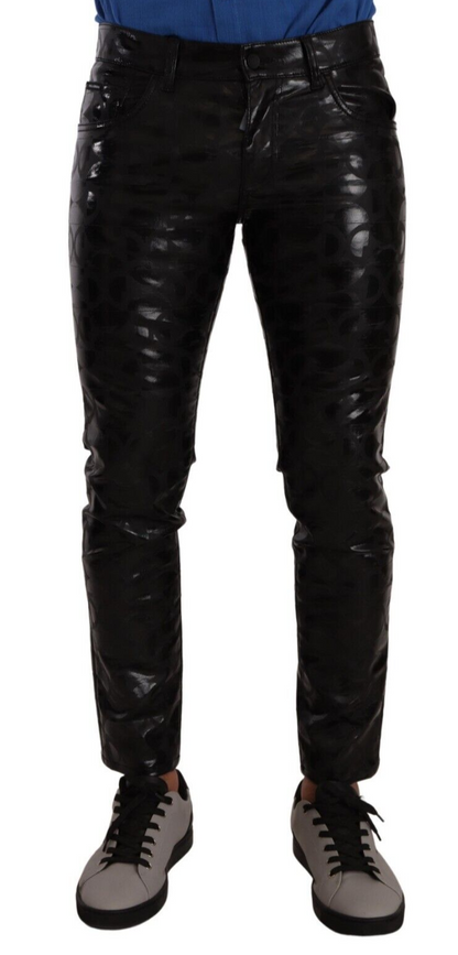 Elegant Black Logo Skinny Pants