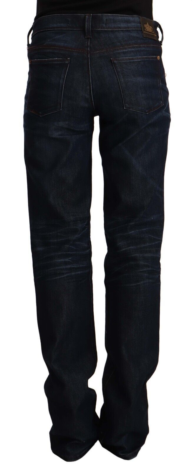 Chic Dark Blue Mid Waist Jeans