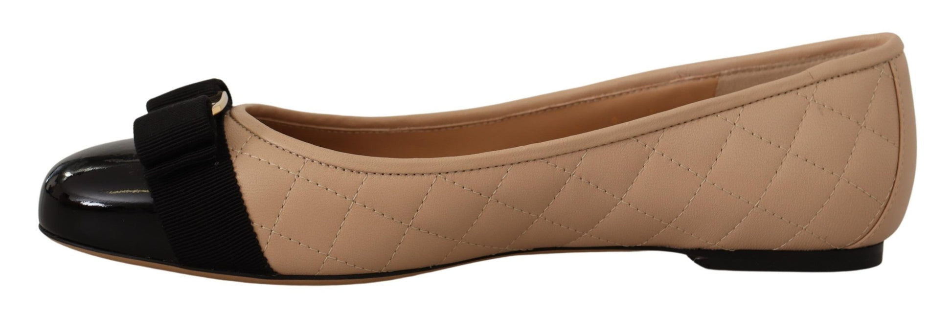 Elegant Quilted Leather Flats - Chic Dual-Tone Design