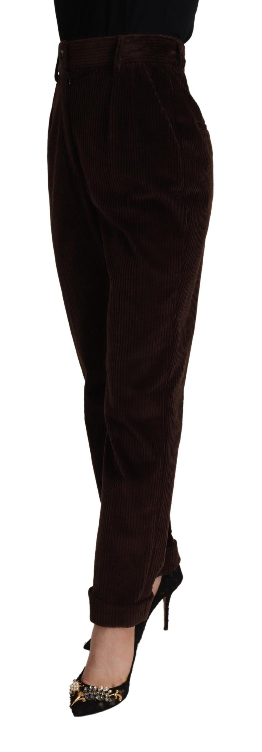 Elegant Bordeaux High-Waisted Corduroy Pants