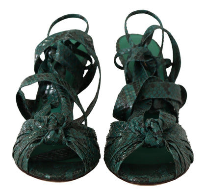 Elegant Green Python Strappy Heels