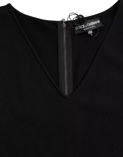 Black Viscose Sleeveless Bodycon Midi Dress