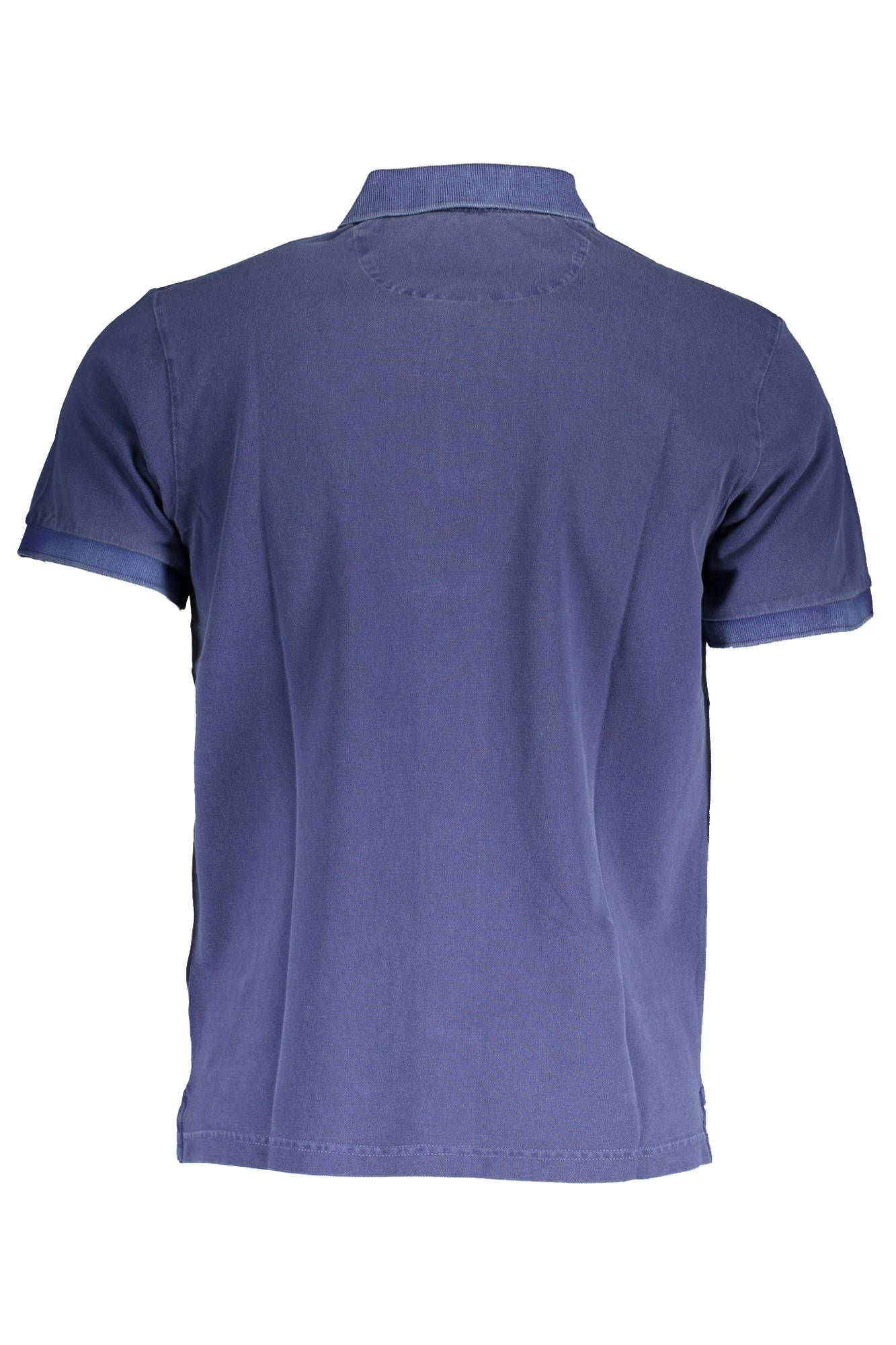 Blue Cotton Men Polo