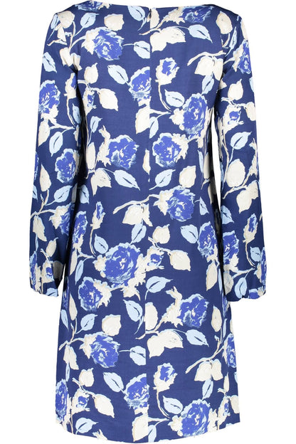 Elegant Blue Viscose Dress with Zip Detail