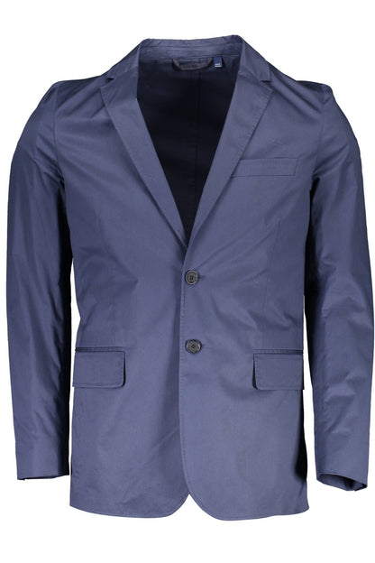 Blue Cotton Men Jacket