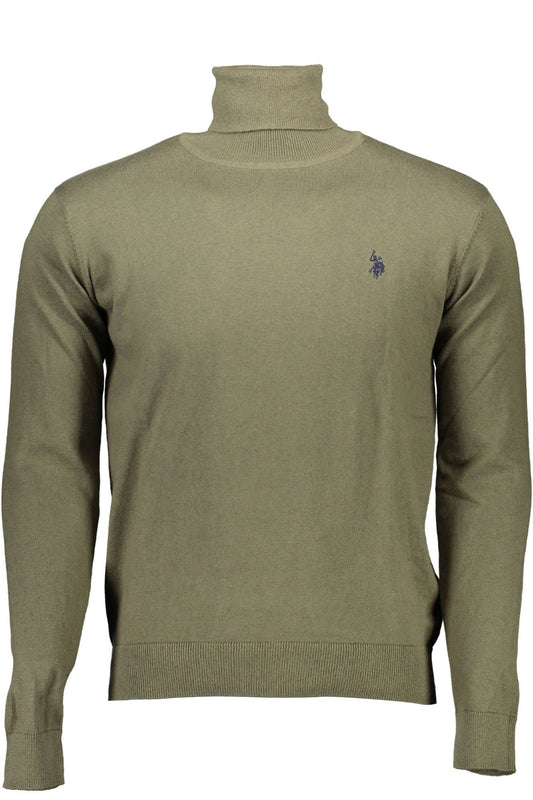 Green Cotton Men Sweater