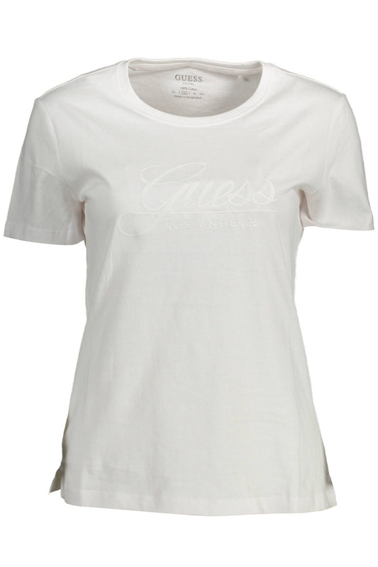 Chic White Embroidered Logo Tee