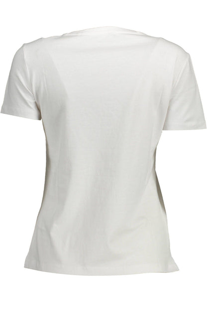 Chic White Embroidered Logo Tee