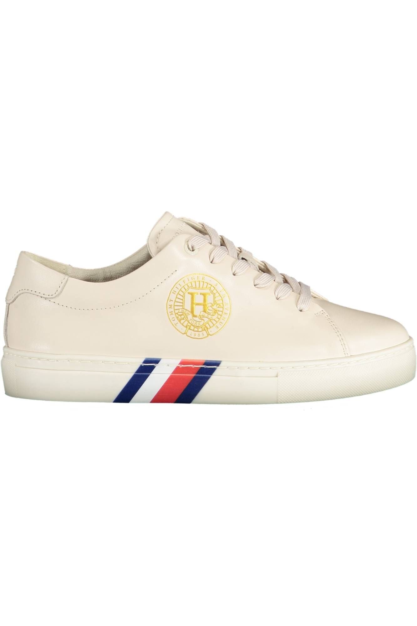 Beige Lace-Up Sneaker with Iconic Accents