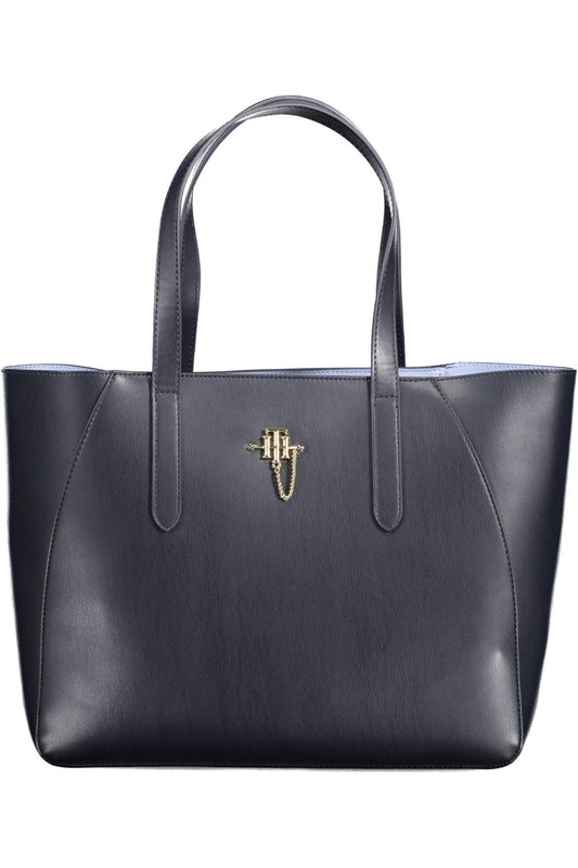 Chic Blue Shoulder Bag with Contrasting Details