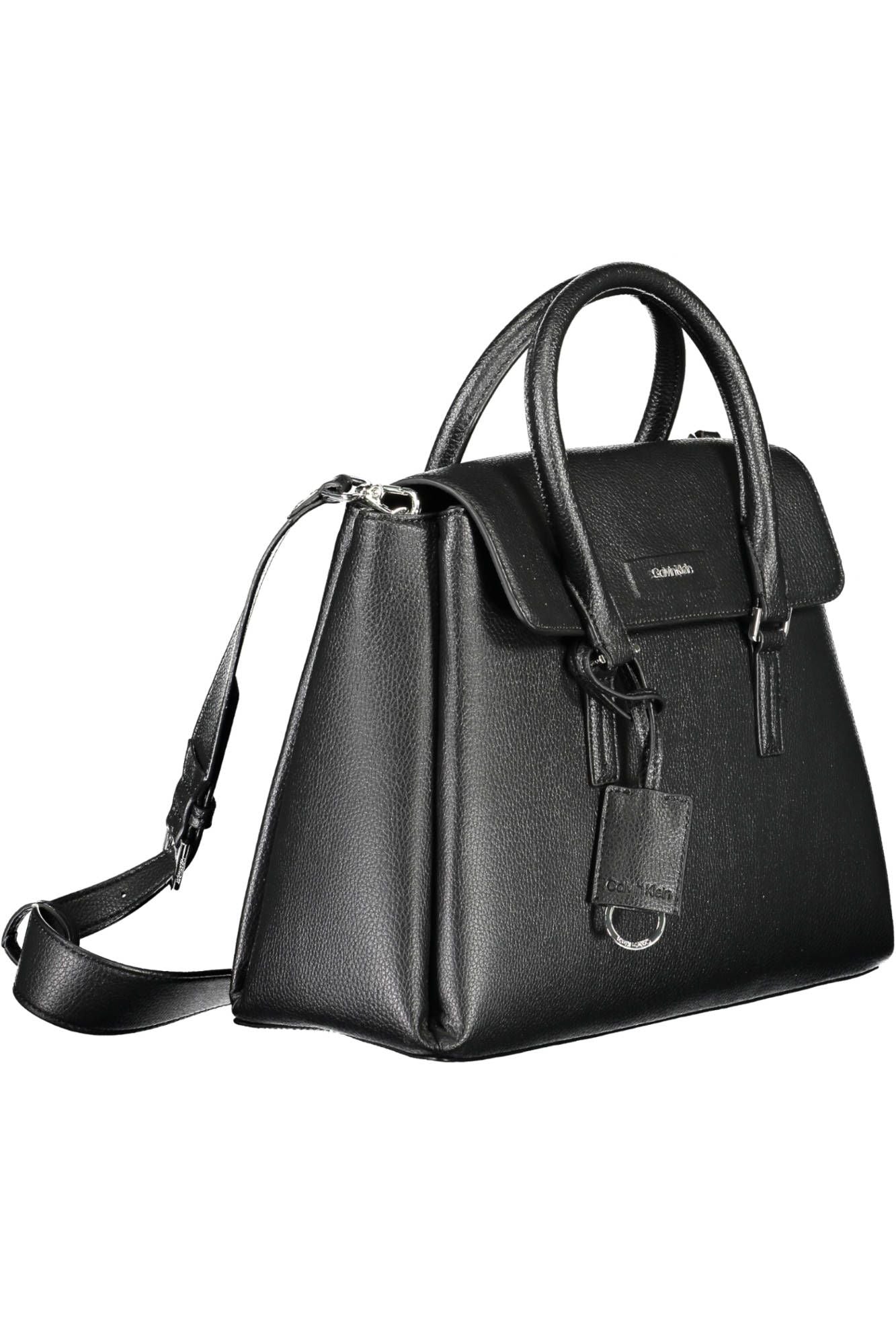 Sleek Black Eco-Conscious Handbag with Logo Design