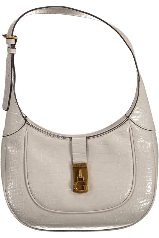 Chic Gray Shoulder Bag with Contrasting Details